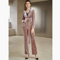 Setelan Tuxedo Bisnis Wanita Anti-Kerut Bahan Woven Solid dengan Kerah Notch dan Kancing untuk Karir Kantoran