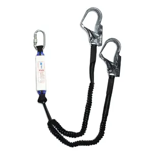 Double Polyester Twisted Rope Safety Lanyard With Large Hook With Shock Absorber