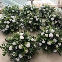 Vente flash : Boule de fleurs artificielles en soie blanche de 50/60/70/80 cm pour arrangements floraux de mariage, centre de table, décoration