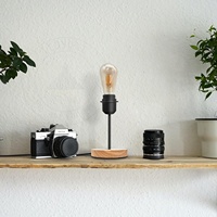 Base de lampe de table en fer forgé de style européen, style bois, design unique et créatif, douille à vis E27, cordon d'alimentation 110-265V, prise de lampe