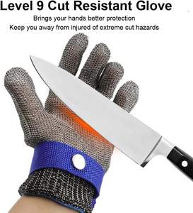 Gants en <span class=keywords><strong>maille</strong></span> métallique en acier inoxydable résistants à la coupure de niveau 9, durables, antirouille, pour <span class=keywords><strong>boucher</strong></span>, cuisine, coupe, protection lourde - Product Image 5