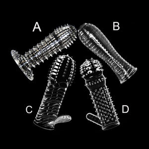 Silikon Spike gepunktete gerippte Kondome Zeit verzögerung Dauerhafte wieder verwendbare Penis ringe Kristall Cockring Penis verlängerung hülse für Männer - Product Image 2