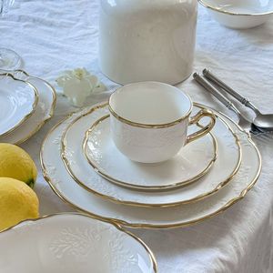 จานเซรามิกลายลูกไม้ขอบสีทองสไตล์วินเทจแบบตะวันตกจานรองแก้วสำหรับใส่ชากาแฟสำหรับใช้ในครัวเรือน - Product Image 3