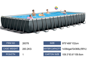 Orijinal INTEX 26378 dikdörtgen Metal yapı iskeletli yüzme havuzu dayanıklı PVC malzemeden yapılmış - Product Image 3