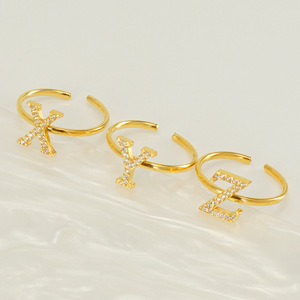 ZOGXIN Letter Ring A-Z English Alphabet Micro Pave Diamond Adjustable Unisex Fashion Jewelry Gift - Product Image 4
