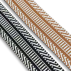 Cinta de Jacquard con patrón de rejilla de flecha colorida de 38mm, cinturón de punto de estilo étnico, cinta bordada, cinta de sarga para correas de bolsa - Product Image 4