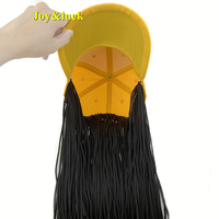Perruque chapeau tressé jaune de 16 pouces, vente en gros d'usine, perruque synthétique réglable pour femmes, coiffure quotidienne