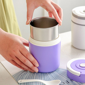 Stainless Steel <b>Lunch</b> <b>Box</b> Cylinder With Seal Lid Portable Soup Container For Office Workers - Product Image 3