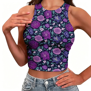 Oferta Especial: Top Corto Elástico Casual para Mujer con Estampado Personalizado de Erizo de Mar Hawaiano Aloha, sin Bordes, Impresión Bajo Demanda - Product Image 6