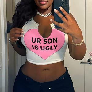 Fabricants de vêtements personnalisés Femmes Sexy Casual Summer Eco-Friendly Crop Tops Loose Fit O Neck Respirant Printed Tank Tops - Product Image 3