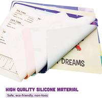 Tapis de table en silicone imperméable et durable pour la pâtisserie, avec impression de logo personnalisé, grand format, antidérapant, pour enfants, pour la nourriture, pour la salle à manger