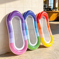 Hamac gonflable en PVC dégradé arc-en-ciel, flottant, respirant, en maille douce, pliable, pour piscine d'été