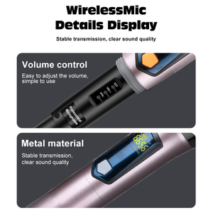 Microphones sans fil UHF doubles portables, portée 50m, faible latence, Plug and Play pour Karaoké, Fêtes à domicile, <span class=keywords><strong>Discours</strong></span>, Vente en gros - Product Image 4