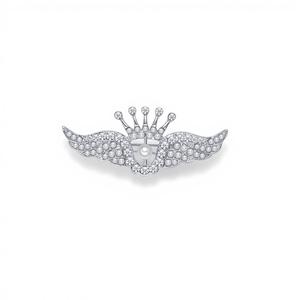 Broche Weiman simple et polyvalente en forme d'aile d'aigle avec perles et pompons, exquise et élégante, en zircon, pour fêtes d'enfants, en alliage plaqué - Product Image 1