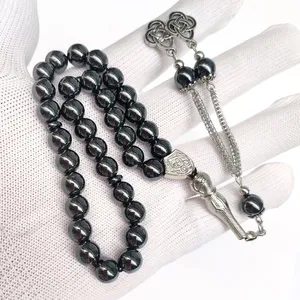 Rosario musulmán de piedras biliares negras de 8mm, pulsera cristiana religiosa Retro, 33 Uds., cadena árabe, cuentas de alabanza turca, brazaletes de moda - Product Image 3