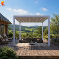 Hochwertige Luxus-Gartenlaube mit Wasserdichtem Lamellendach, Anpassbarer Größe, Elektrische Aluminium-Außen-Sonnenschutz-Pergola, Balkon-Holz-Legierung