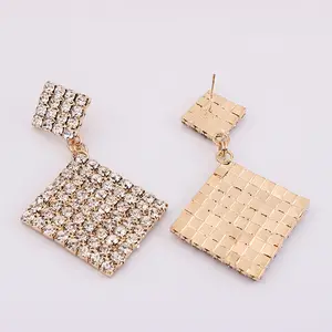 Fashion Bride Earrings Cosmetic Square Rhinestone Crystal Drop Earring