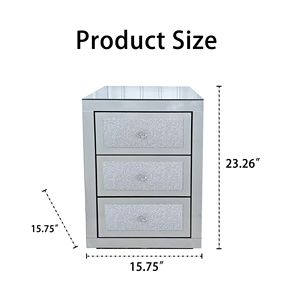 โต๊ะข้างเตียงกระจกเงา 3 ลิ้นชัก โต๊ะข้างเตียงกระจกเงา สีเงิน - Product Image 5