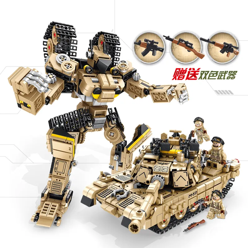 Модель военного танка-трансформер Panlos 621020, армейский танк, оружие Рика, боевой танк, строительный блок, обучающие игрушки для детей