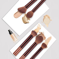 Ensemble de 15 pinceaux de maquillage avec sac en PU et houppettes, pinceaux cosmétiques en poils synthétiques doux