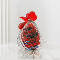 Boule de cristal écologique polie, sculptée, transparente, rouge et bleue, pour la décoration de la maison, du bureau, du Feng Shui, Noël, Nouvel An