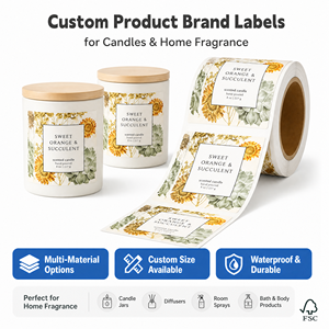 Custom Glossy Silver Foil Scented Candle Bottle Labels PET Vinyl <b>Sticker</b> Sheet with UV Printed <b>Logo</b> for Cosmetics and Perfumes - Product Image 2