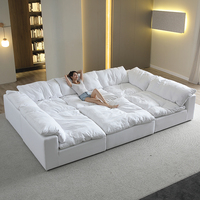 Canapé-Lit Modulable d'Angle en U Nuage Blanc Moderne de Luxe, Canapé Sectionnel