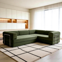 VONLIVA Ensemble de canapés modulaires modernes en forme de L, surdimensionnés, avec deux longues chaises longues, en velours côtelé, personnalisables, sans structure.