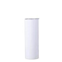 Gobelet isotherme blanc en acier inoxydable de 20 oz à double paroi, vierge pour sublimation, avec couvercle portable à paille rabattable à vis