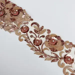 Best Selling White Lace Trim With Sequin Embroidery Beaded Sequined Lace Trim