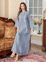 Robes musulmanes élégantes de l'Aïd pour femmes Broderie de perles Ramadan Jalabiya Party Abaya Long Robe Maroc Dubai Kaftan Islam Robes