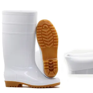 Vente en gros bottes de pluie antidérapantes unisexes wellington en pvc bottes en caoutchouc blanc bottes de gomme imperméables pour adultes