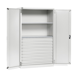 PERFOM170 Cabinet Organizer con 2 porte 2 ripiani a fessura 9 cassetti telescopici dimensioni W1193 X D555 X H2000 mm - Product Image 1