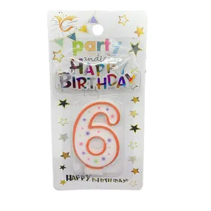 Red Edge Number Candle Colorful Stars Birthday Cake 0-9 Candles Birthday Wedding Anniversary Party Themed Party Decorations