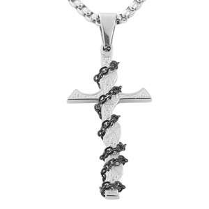 Men's Stainless Steel <b>Cross</b> Pendant Necklace <b>With</b> <b>Chain</b> Wrap Design Geometric Punk Style 120217 - Product Image 1
