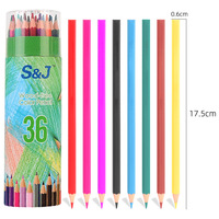 Ensemble de crayons de couleur à base d'huile pour étudiants, 12/18/24/36 couleurs, non solubles, origine Chine ; dans un boîtier en forme de seau