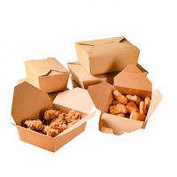 Boîte à lunch rectangulaire en papier kraft épaissi, biodégradable, jetable, pour pique-nique et plats à emporter