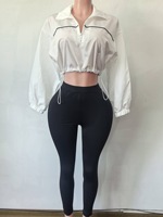 Nouvel ensemble décontracté deux pièces pour l'automne : veste courte et pantalon legging taille haute moulant