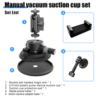 Support de caméra à ventouse multi-surfaces 4,5 pouces, capacité de charge verticale de 50 kg, filetage universel 1/4 pouce, sans dommages pour la voiture