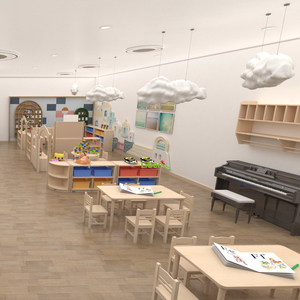 Table et chaises en bois pour enfants, ensemble de meubles d'étude, pas cher pour l'école d'art - Product Image 5
