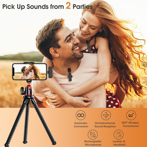 Microphone sans fil à vente chaude, mini design noir mat pur, prend en charge l'interface double type C et Lightning, micro flexible - Product Image 6