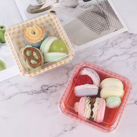 Nouveau design de qualité alimentaire personnalisable carré PP Tiramisu Dessert conteneur pâtisserie gâteau emballage boîtes en plastique avec couvercles transparents