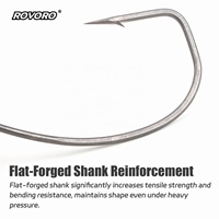 ROVORO 8013 2 # -7/0 #   Hameçon à pointe extra large, à angle de 90 degrés, avec revêtement PTFE pour la pêche au black-bass, hameçon pour appâts souples