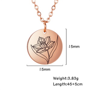 Joyería de Acero Inoxidable Resistente al Deslustre, Venta al por Mayor, Collar con Colgante Redondo Personalizable, Grabable, Joyería Personalizada - Product Image 6