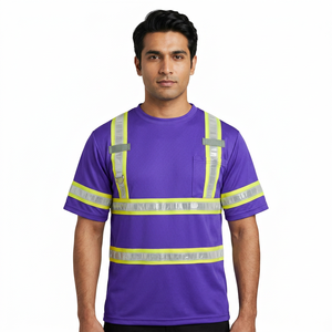 เสื้อยืดนิรภัยผู้ชายราคาส่ง กันน้ำ สะท้อนแสง ระบายอากาศได้ดี คลาส 2 ไฟ LED กระพริบ รับสกรีนโลโก้ ชุดทำงาน รุ่นใหม่ ปี 2026 - Product Image 1