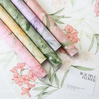 Papier d'emballage écologique recyclable pour fleurs fraîches, papier parchemin à l'encre de style peinture chinoise, emballage en pâte de paille