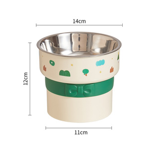 Detachable Stainless Steel Raised Pet Bowl with Bow Design, Easy Clean Elevated Dog <b>Cat</b> <b>Feeder</b> for Small Animals - Product Image 3