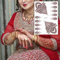 Autocollants de tatouage au henné temporaire réaliste indien, faciles à appliquer, non irritants, imperméables, écologiques, pour le visage et le corps – Superbe !