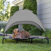 Lit surélevé portable pour chien, lit rafraîchissant pour animaux de compagnie avec auvent amovible, motif uni, tente pour animaux de compagnie intérieure et extérieure