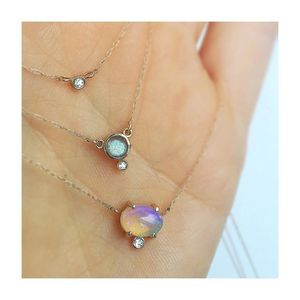 Trendy women girls accessori <span class=keywords><strong>collana</strong></span> di gioielli <span class=keywords><strong>collana</strong></span> in argento sterling 925 con zirconi bianchi in opale sintetico - Product Image 4